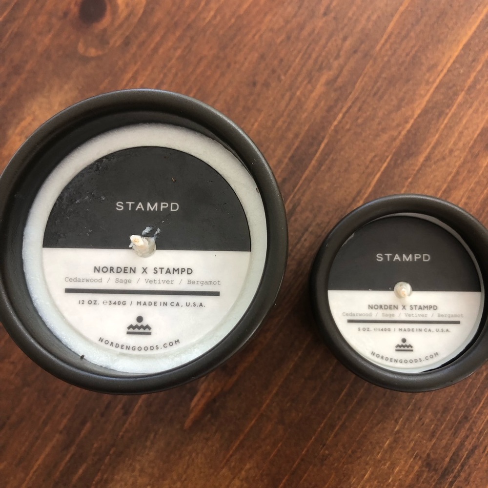 COPY - COPY - COPY - Two Norden designer scented candles in matte black ceramic…